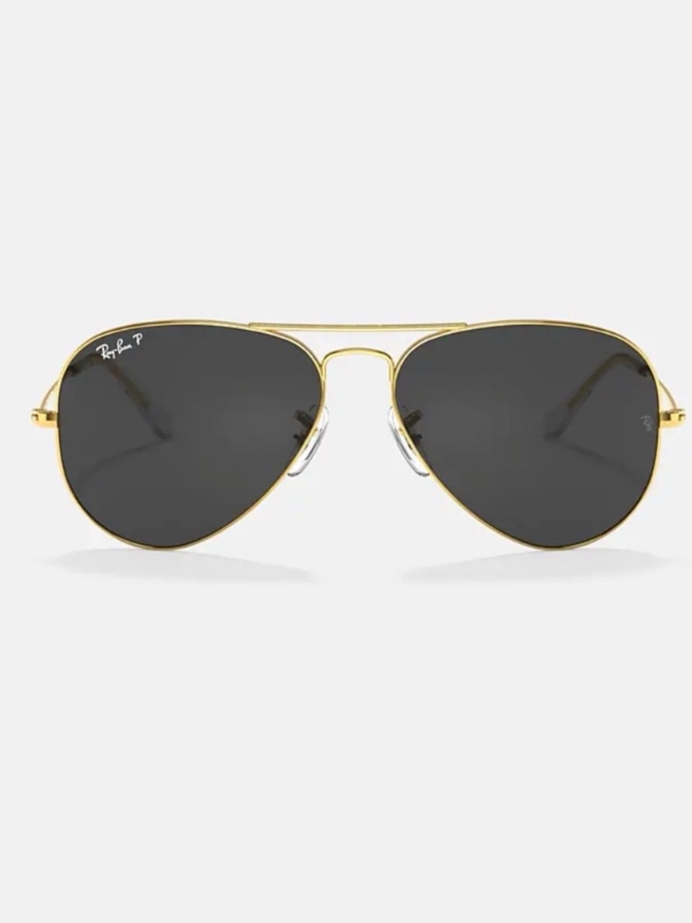 Ray-Ban Gold Frame Aviator Polarized New  Sunglasses Black Lenses size 58 RB3025